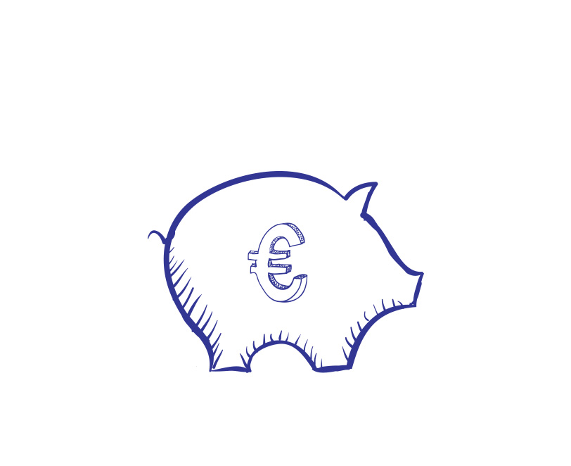 Illustration d'un tirelire avec un logo €
